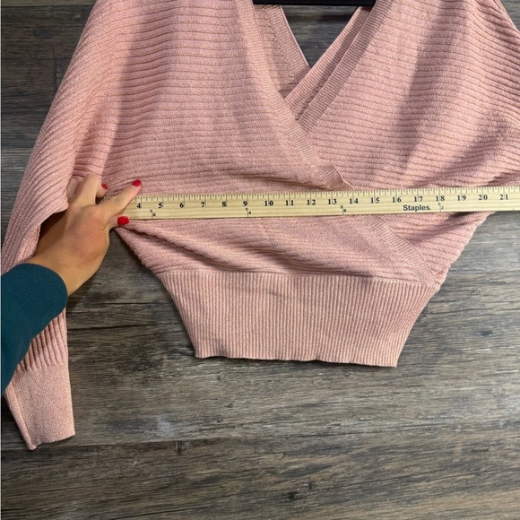 No Comment Chic V-Neck Sweater in Soft Pink - Picture 6 of 7